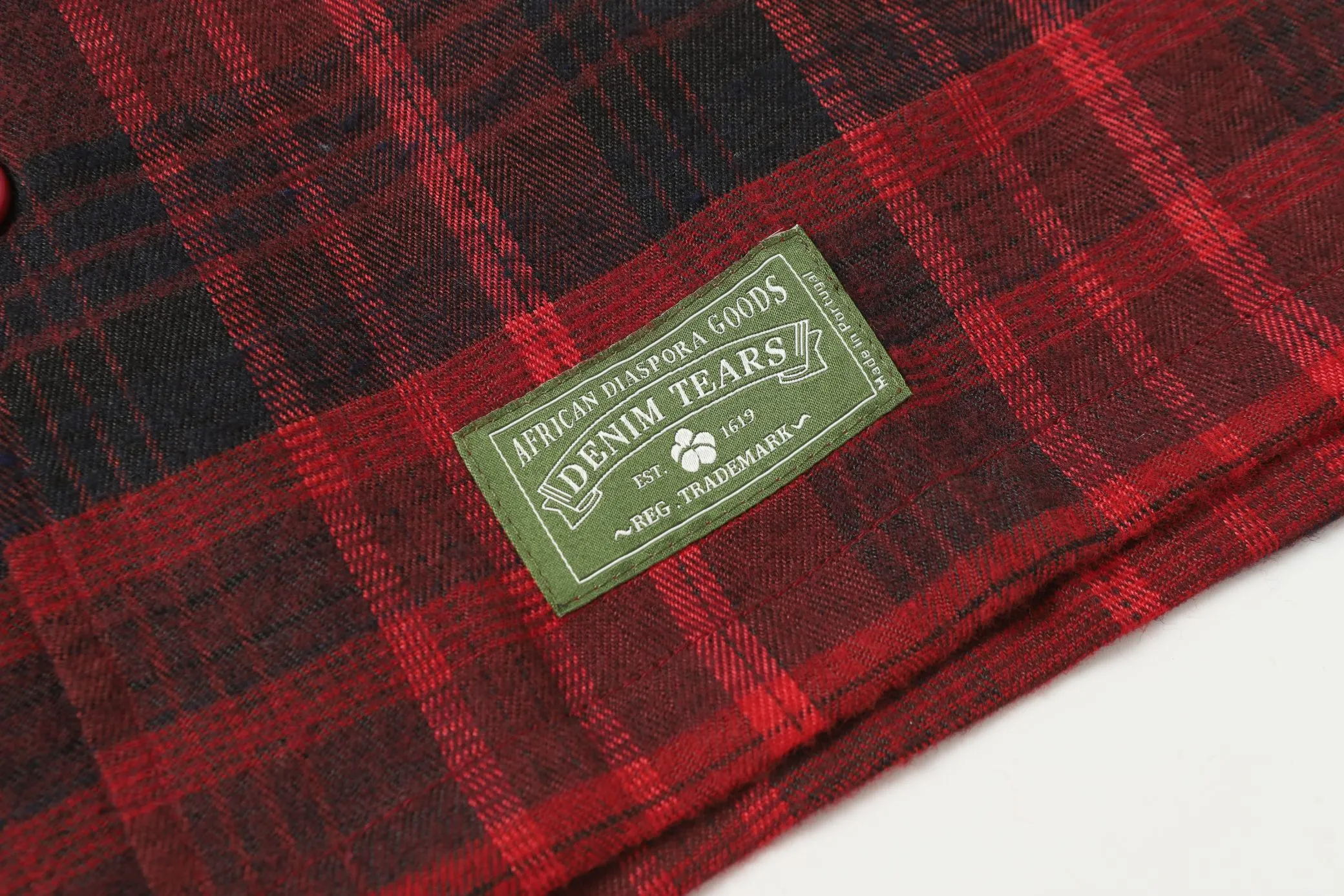 P136 383 DENIM TEARS kapok European and American fashion brand high-quality plaid long-sleeved shirt set Color Red Gray Yellow Size S-XL